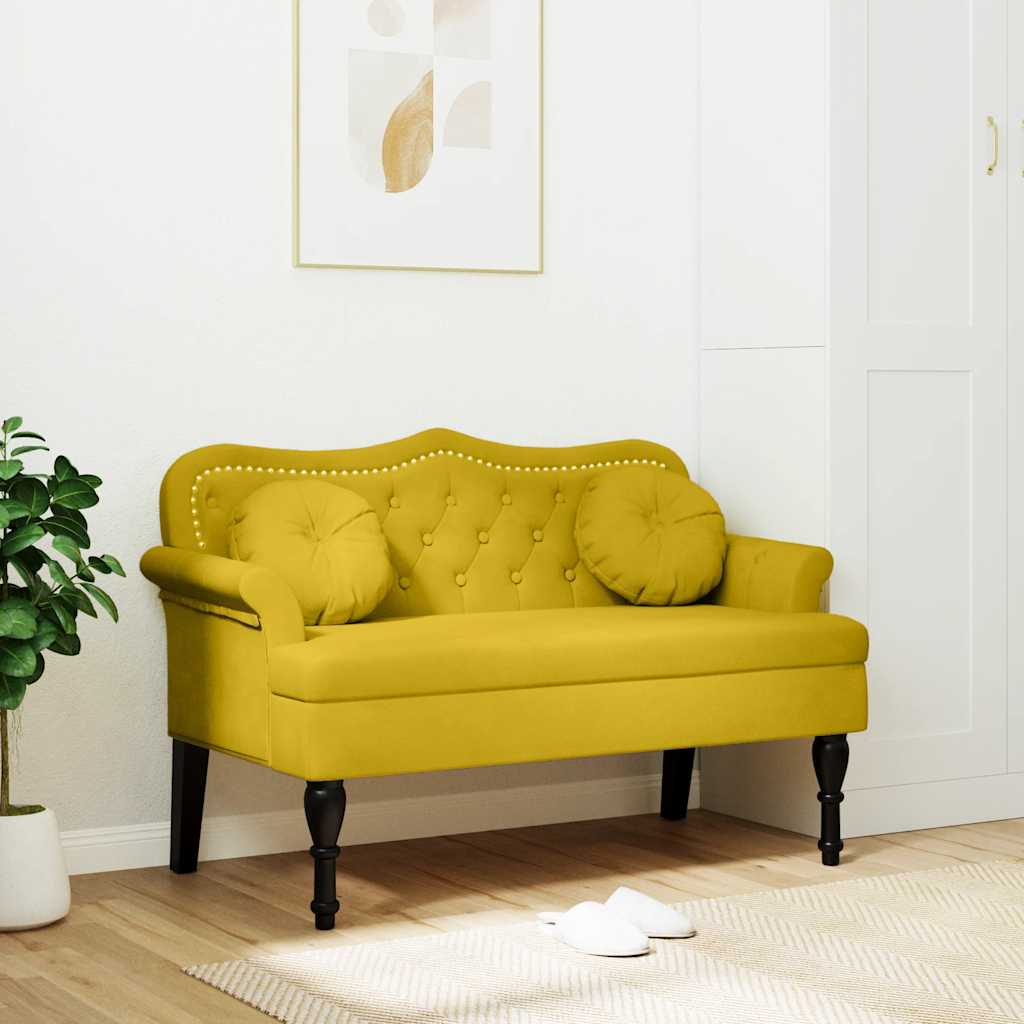 Panca con Cuscini Gialla 120,5x65x75 cm in Velluto