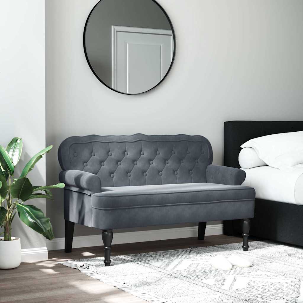 Panca con Schienale Grigio Scuro 119,5x64,5x75 cm in Velluto - homemem39