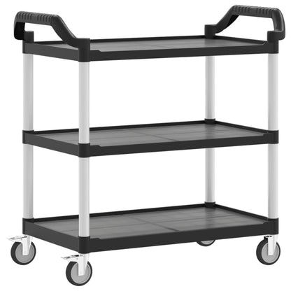 Trolley mit 3 schwarzen Regalen 99 x 50 x 96 cm aus Aluminium