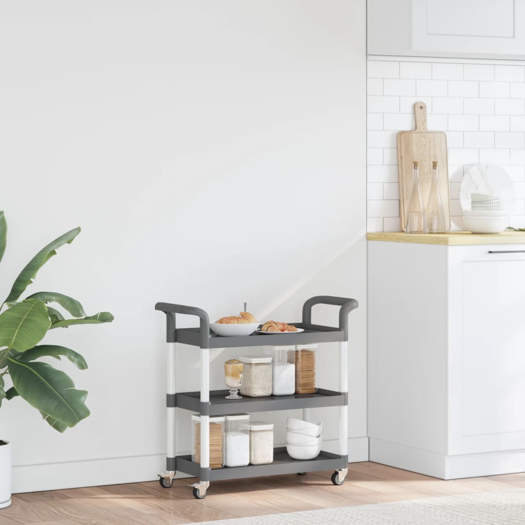 Carrello a 3 Ripiani Grigio 77x34x72 cm in Alluminio - homemem39