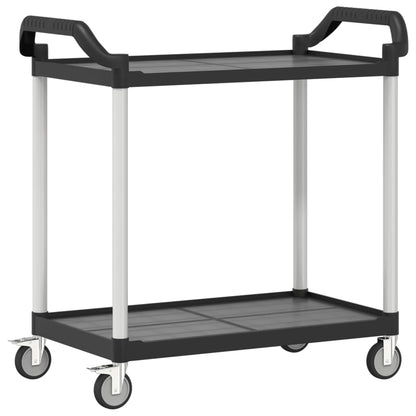 Trolley mit 2 schwarzen Regalen 99x50x97 cm aus Aluminium