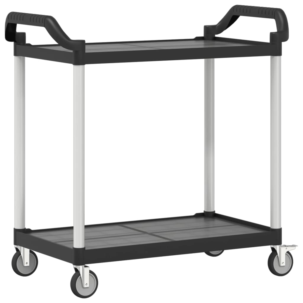 Trolley mit 2 schwarzen Regalen 99x50x97 cm aus Aluminium