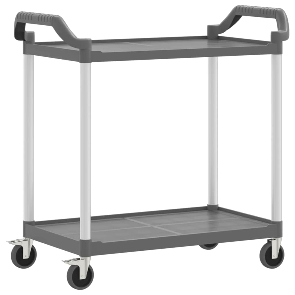 Trolley with 2 Gray Shelfs 99x50x97 cm in Aluminium