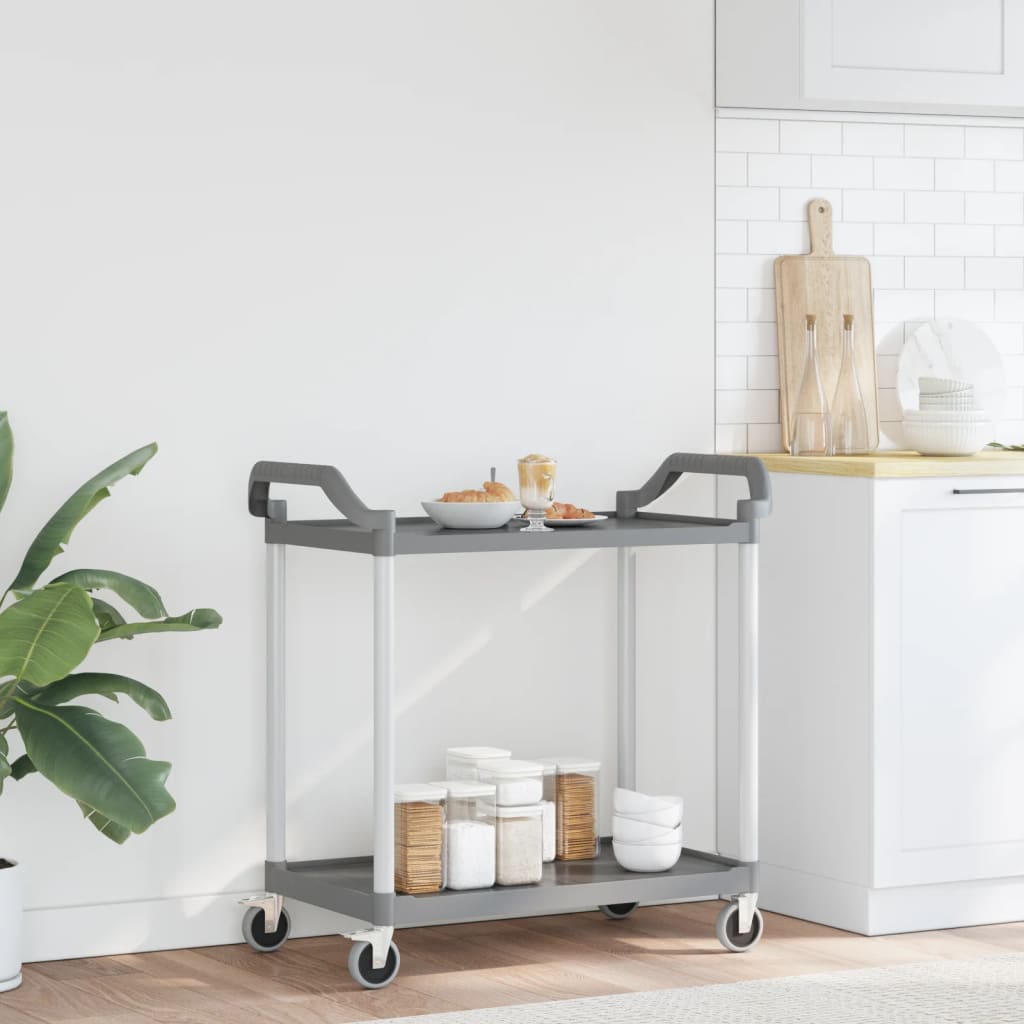 Trolley with 2 Gray Shelfs 99x50x97 cm in Aluminium