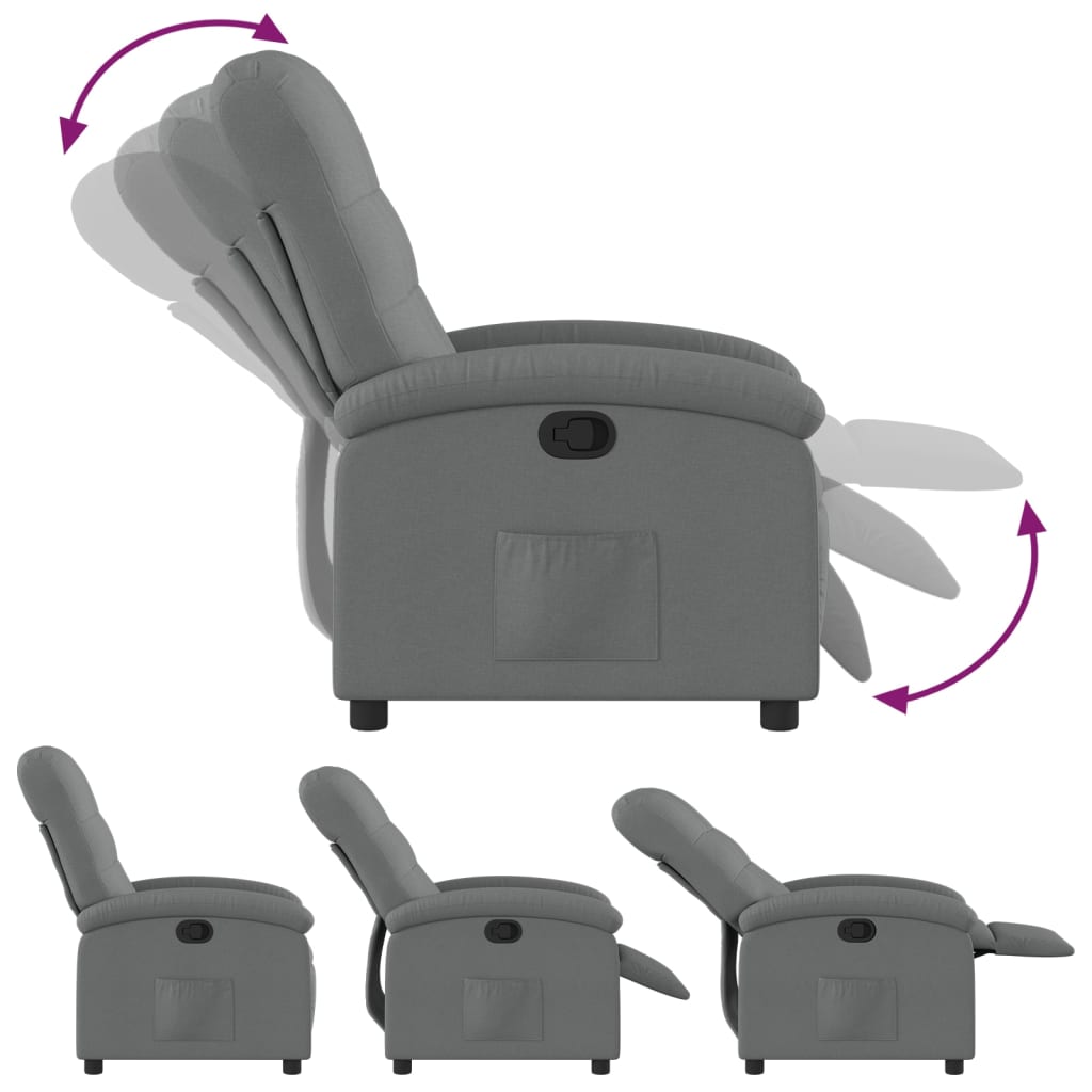 Poltrona reclinabile in tessuto grigio scuro
