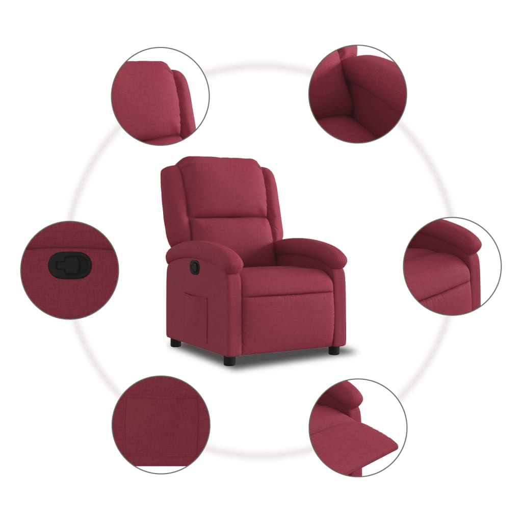 Poltrona Reclinabile in Tessuto Rosso Vino | homemem39