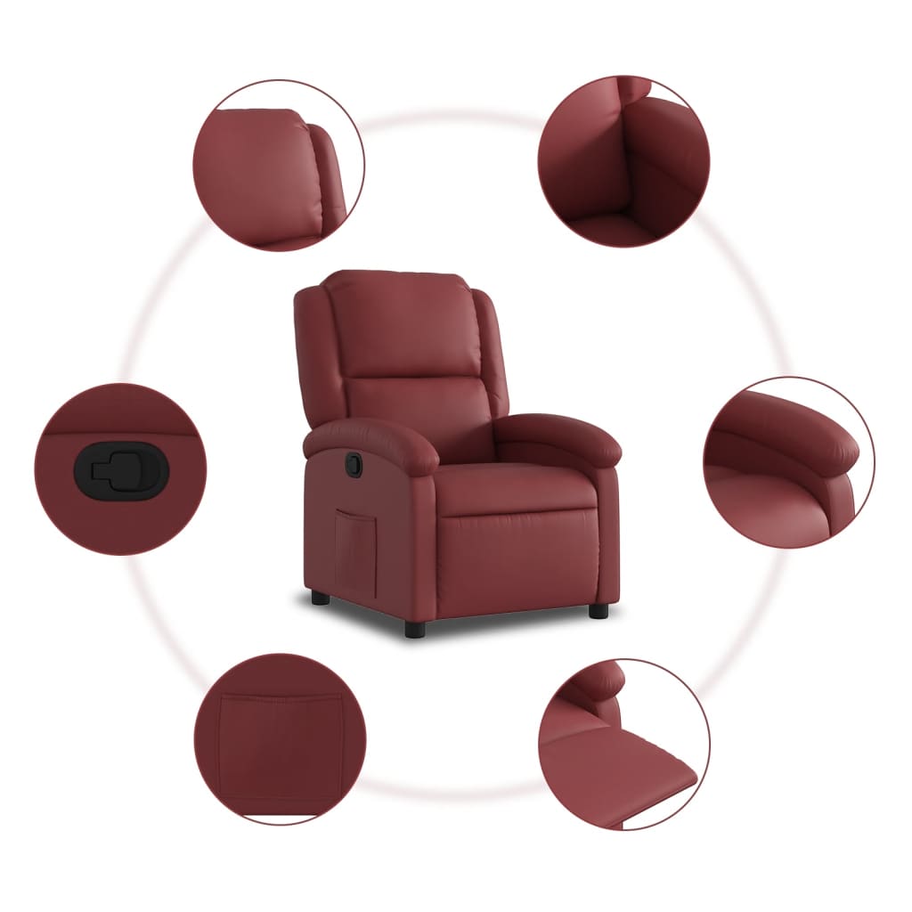 Poltrona Reclinabile Rosso Vino in Similpelle | homemem39