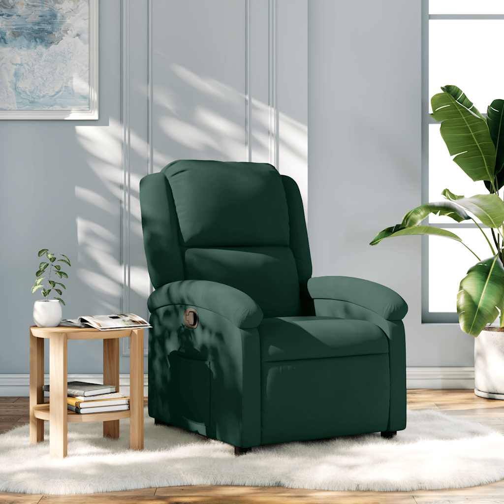 Poltrona Reclinabile Verde Scuro in Velluto