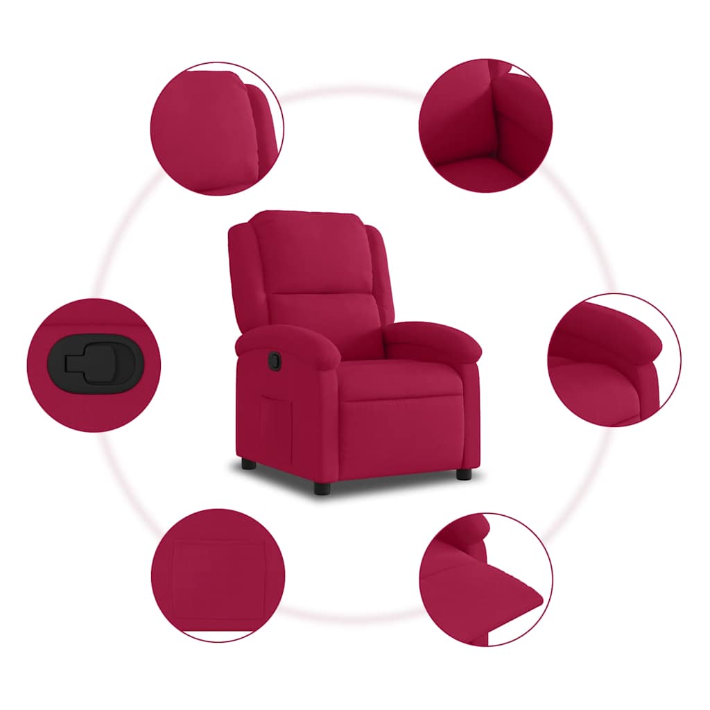 Poltrona Reclinabile Rosso Vino in Velluto