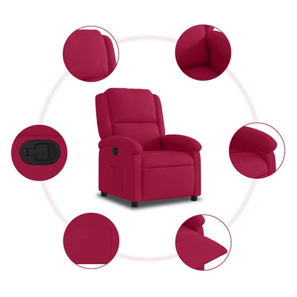 Poltrona Reclinabile Rosso Vino in Velluto