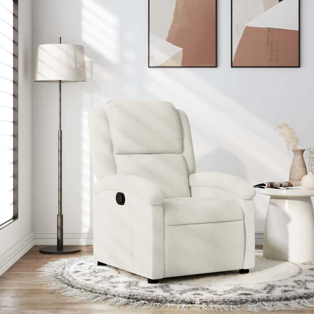 Poltrona reclinabile in velluto crema