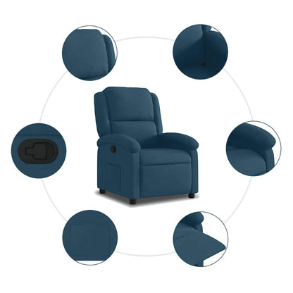 Poltrona Reclinabile Blu in Velluto | homemem39