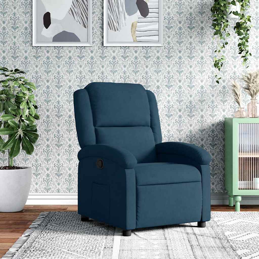 Poltrona Reclinabile Blu in Velluto | homemem39