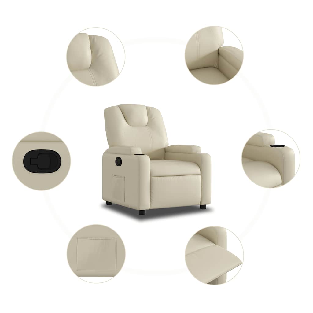 Poltrona Reclinabile Crema in Similpelle | homemem39
