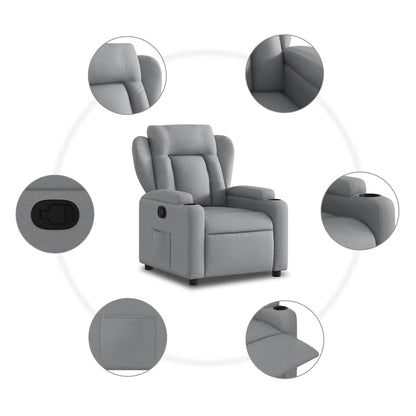 Poltrona Reclinabile in Tessuto Grigio Chiaro | homemem39