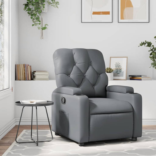 Poltrona Reclinabile Grigia in Similpelle | homemem39