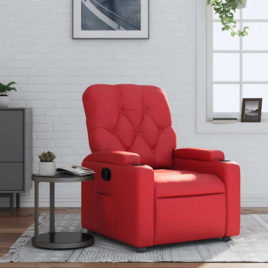 Poltrona Reclinabile Rossa in Similpelle | homemem39