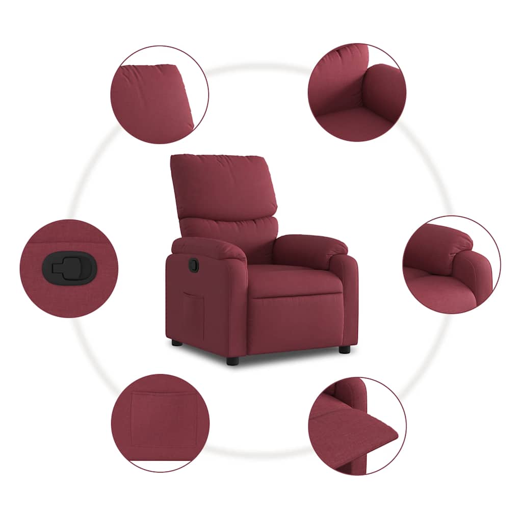 Poltrona Reclinabile in Tessuto Rosso Vino