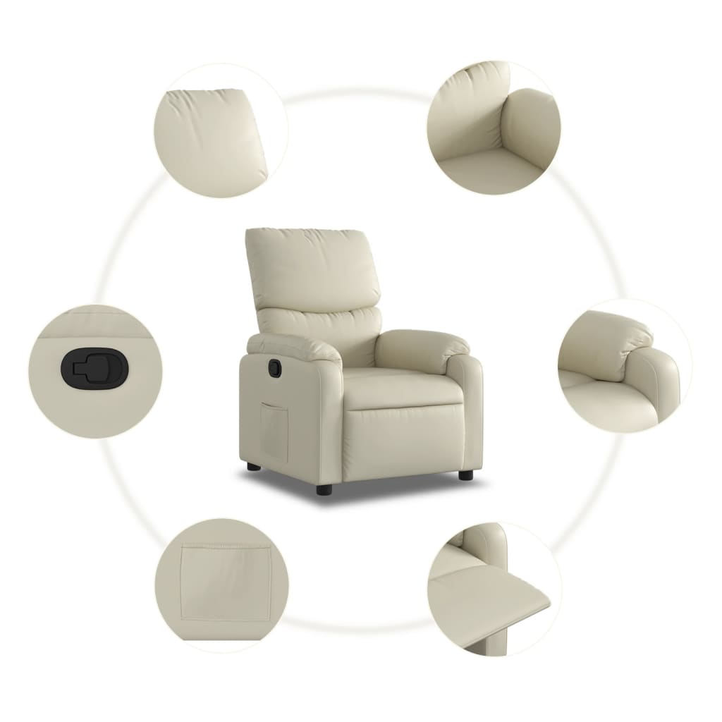 Poltrona Reclinabile Crema in Similpelle | homemem39