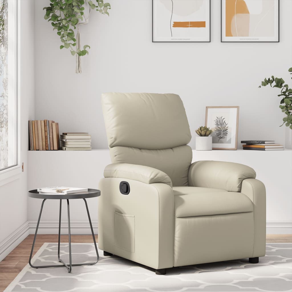 Poltrona Reclinabile Crema in Similpelle | homemem39