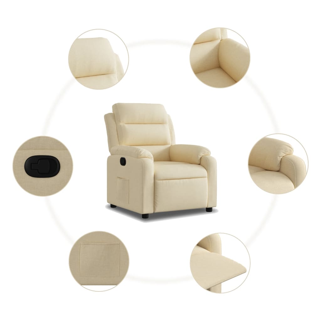Poltrona Reclinabile in Tessuto Crema | homemem39