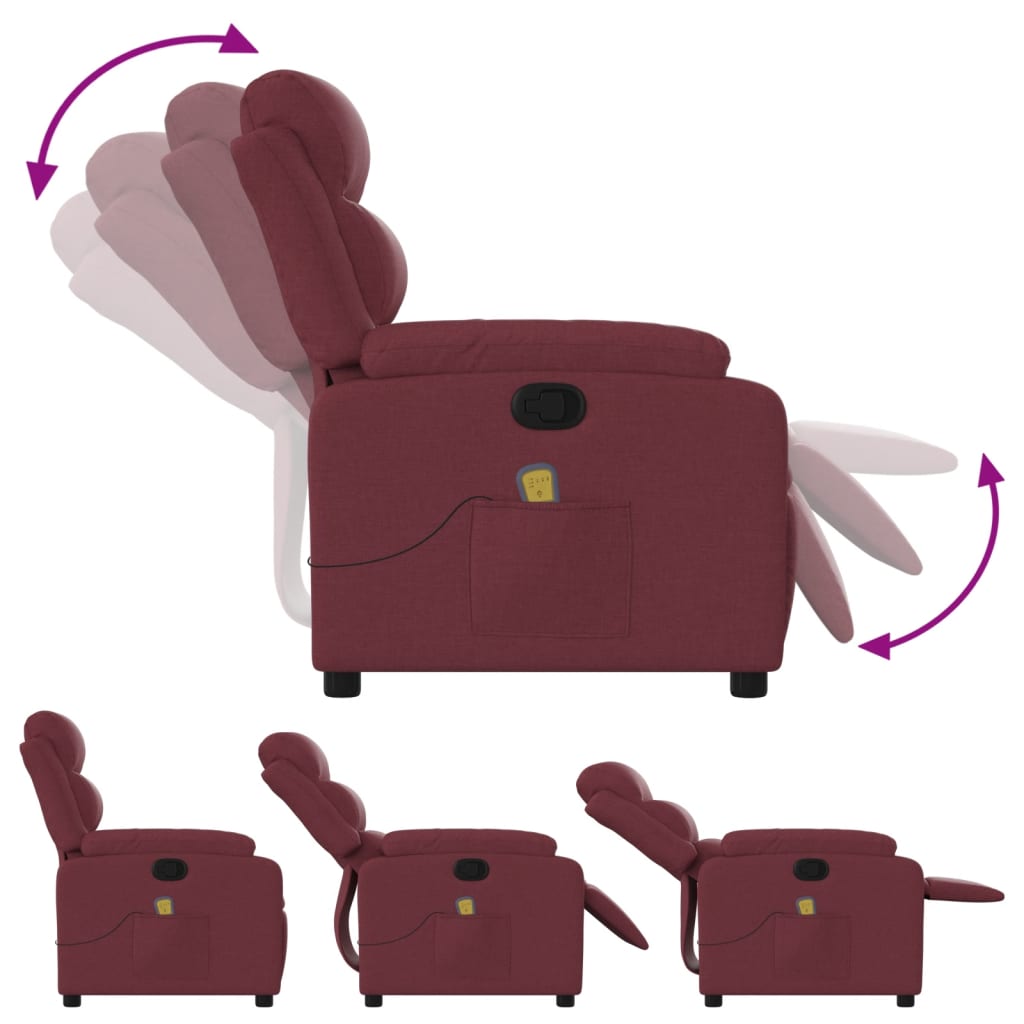 Wine Red Reclining Massage Chair in Fabric