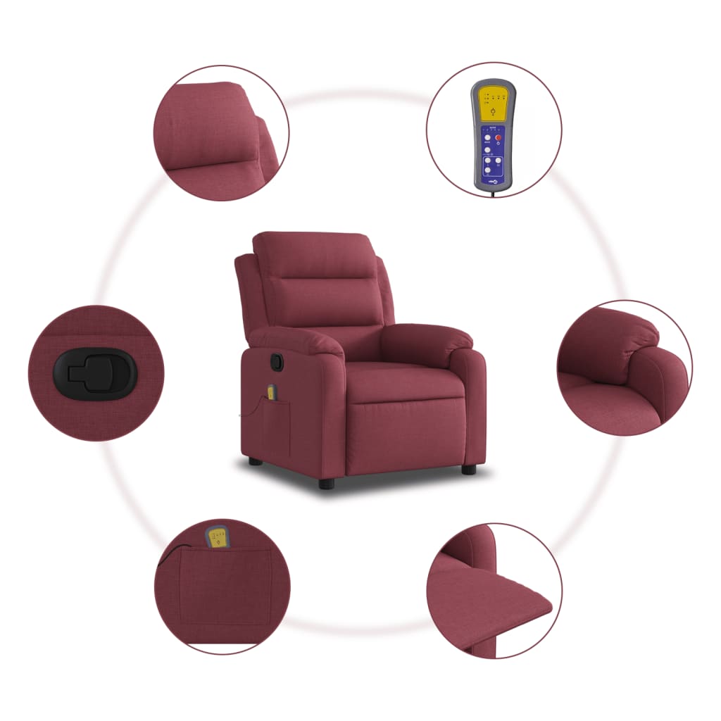 Wine Red Reclining Massage Chair in Fabric