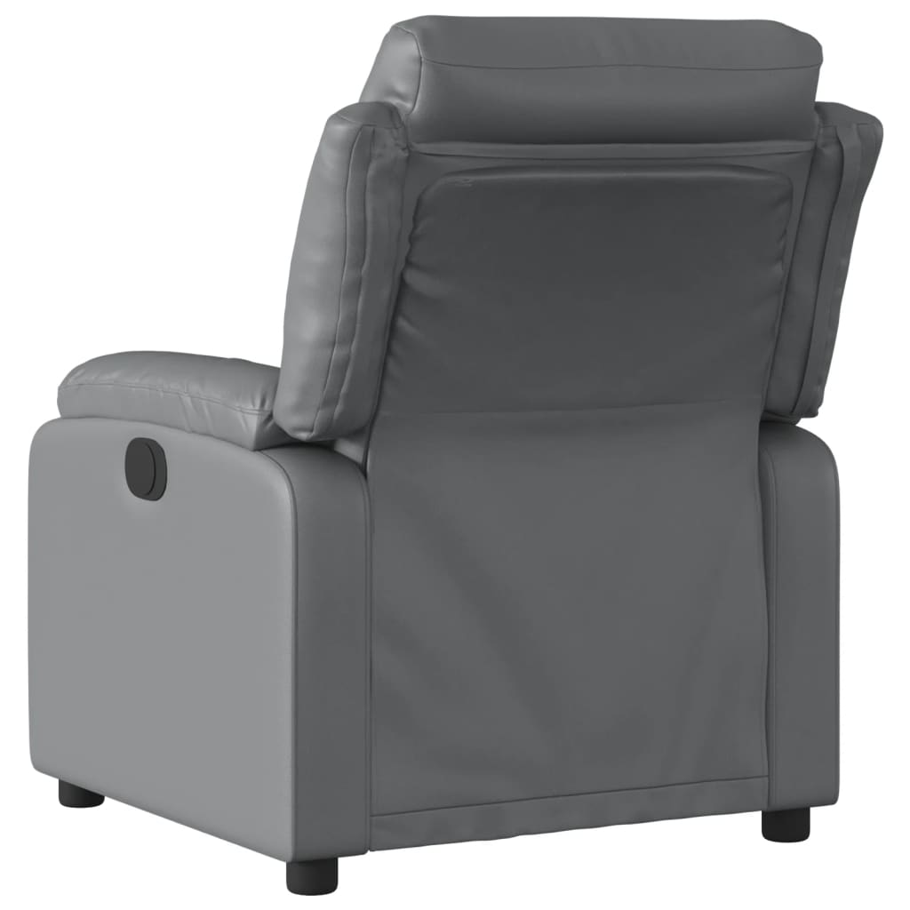 Gray Reclining Armchair in Faux Leather