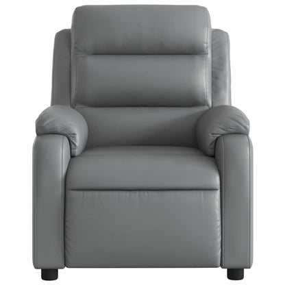 Gray Reclining Armchair in Faux Leather