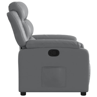 Gray Reclining Armchair in Faux Leather