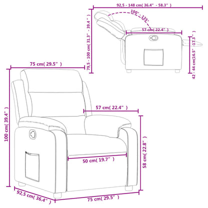 Gray Reclining Armchair in Faux Leather