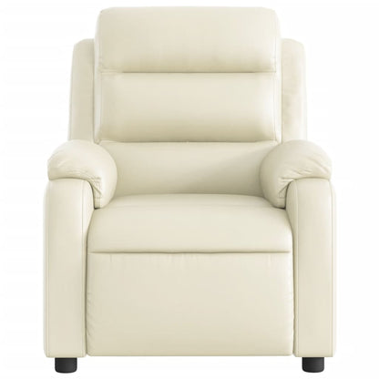 Reclining Massage Chair Cream Faux Leather