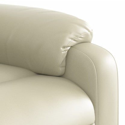 Reclining Massage Chair Cream Faux Leather