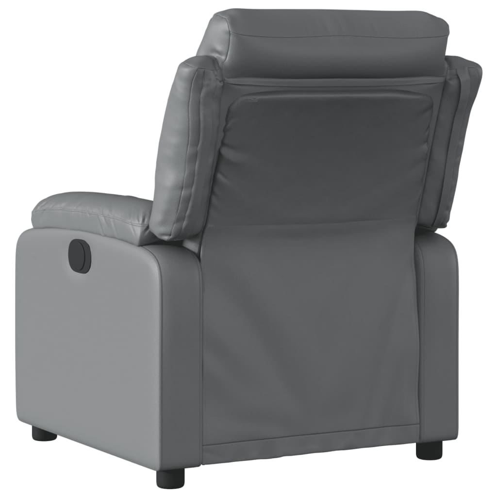 Gray Reclining Massage Chair in Faux Leather