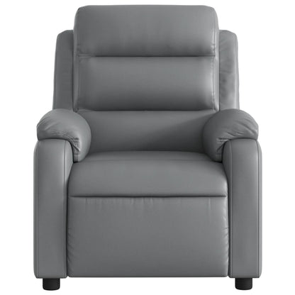 Gray Reclining Massage Chair in Faux Leather