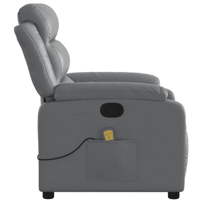 Gray Reclining Massage Chair in Faux Leather