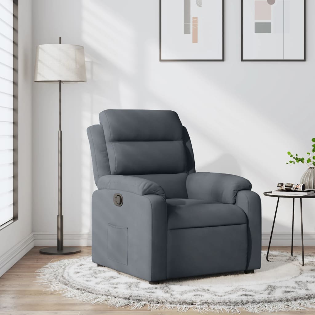Poltrona Reclinabile Grigio Scuro in Velluto | homemem39