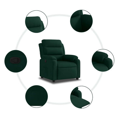 Poltrona Reclinabile Verde Scuro in Velluto | homemem39