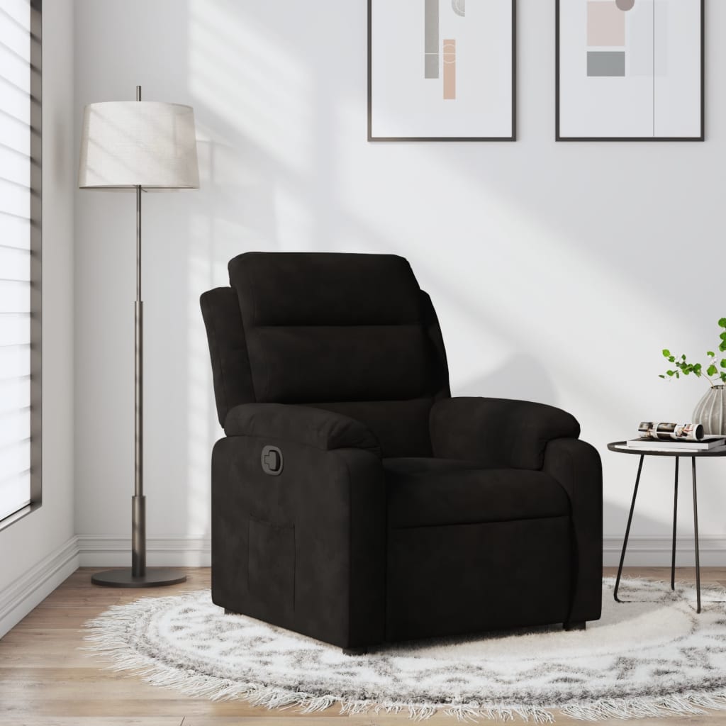 Poltrona Reclinabile Nera in Velluto | homemem39