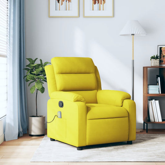 Yellow Velvet Reclining Massage Chair
