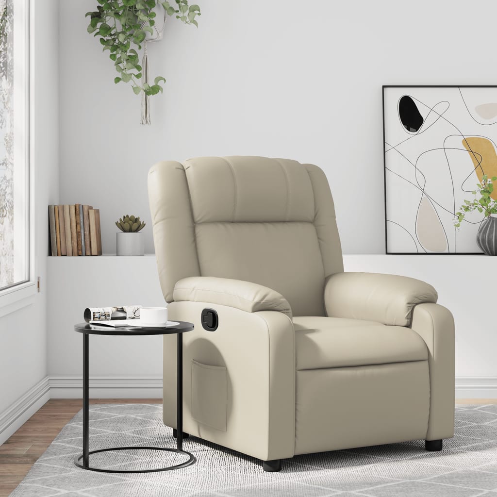 Poltrona Reclinabile Crema in Similpelle | homemem39