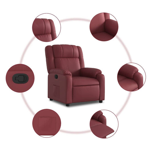 Poltrona Reclinabile Rosso Vino in Similpelle | homemem39