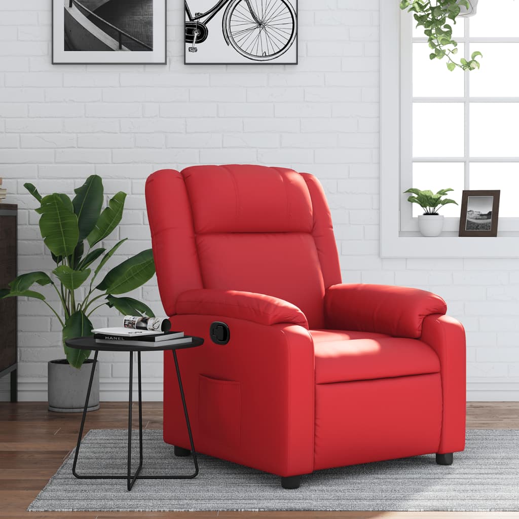 Poltrona Reclinabile Rossa in Similpelle | homemem39