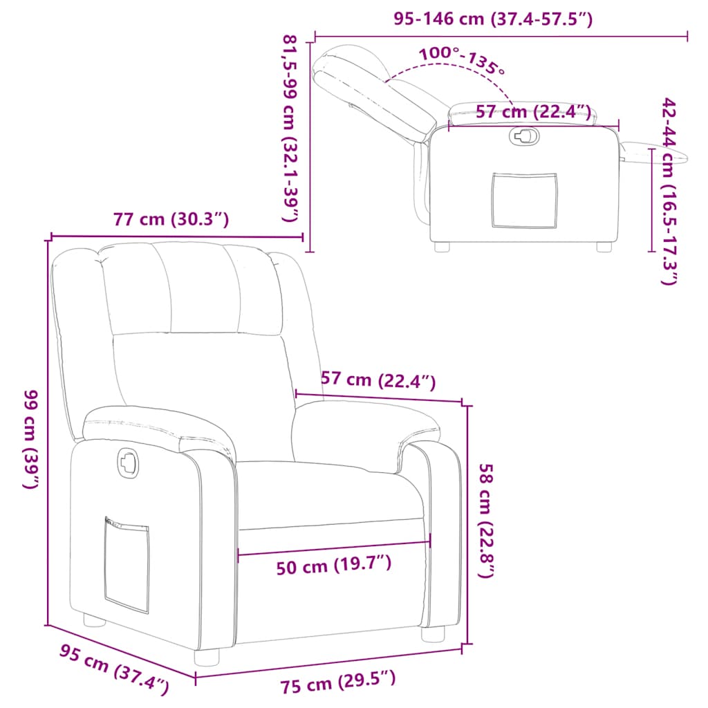 Poltrona Reclinabile in Tessuto Marrone - homemem39