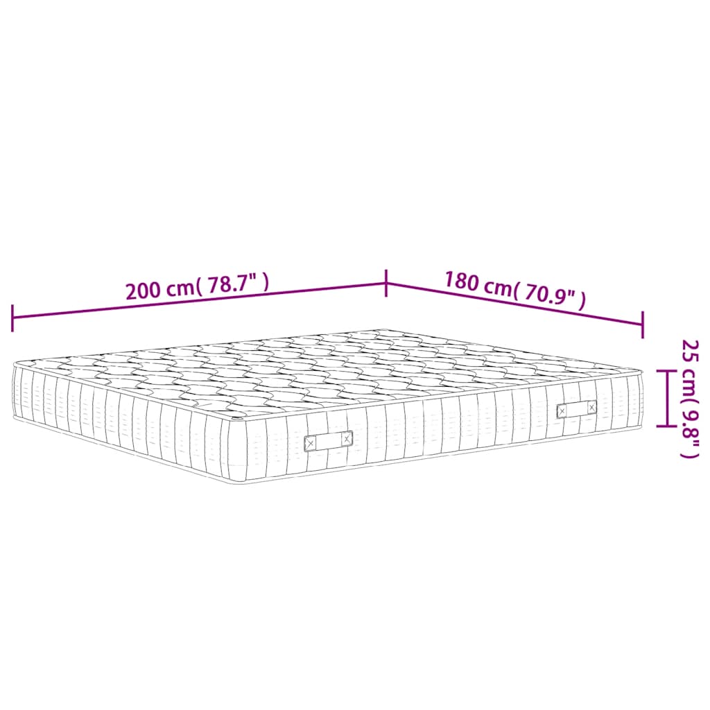 Materasso a Molle Insacchettate Medio Rigido 180x200 cm