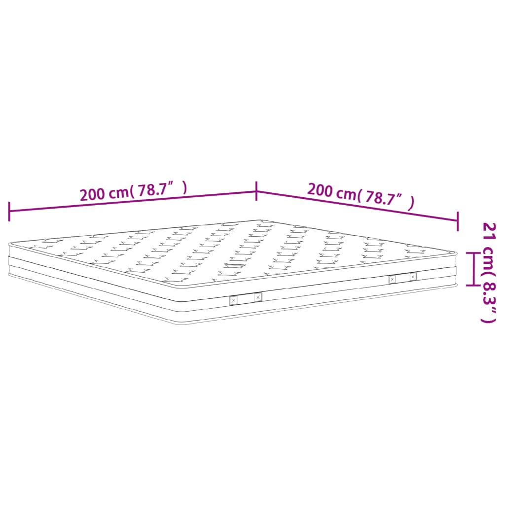 Materasso a Molle Bonnel Medio 200x200 cm King Size - homemem39