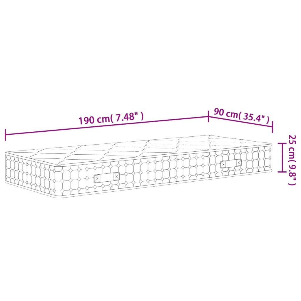 Materasso Molle Insacchettate Medio Rigido 90x190cm Single Size