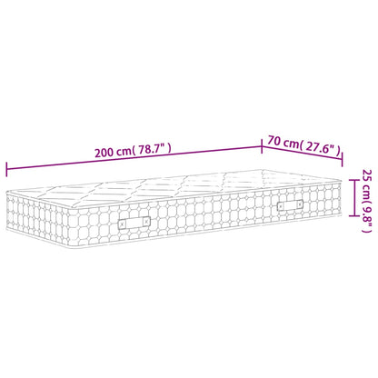 Materasso a Molle Insacchettate Medio Rigido 70x200 cm