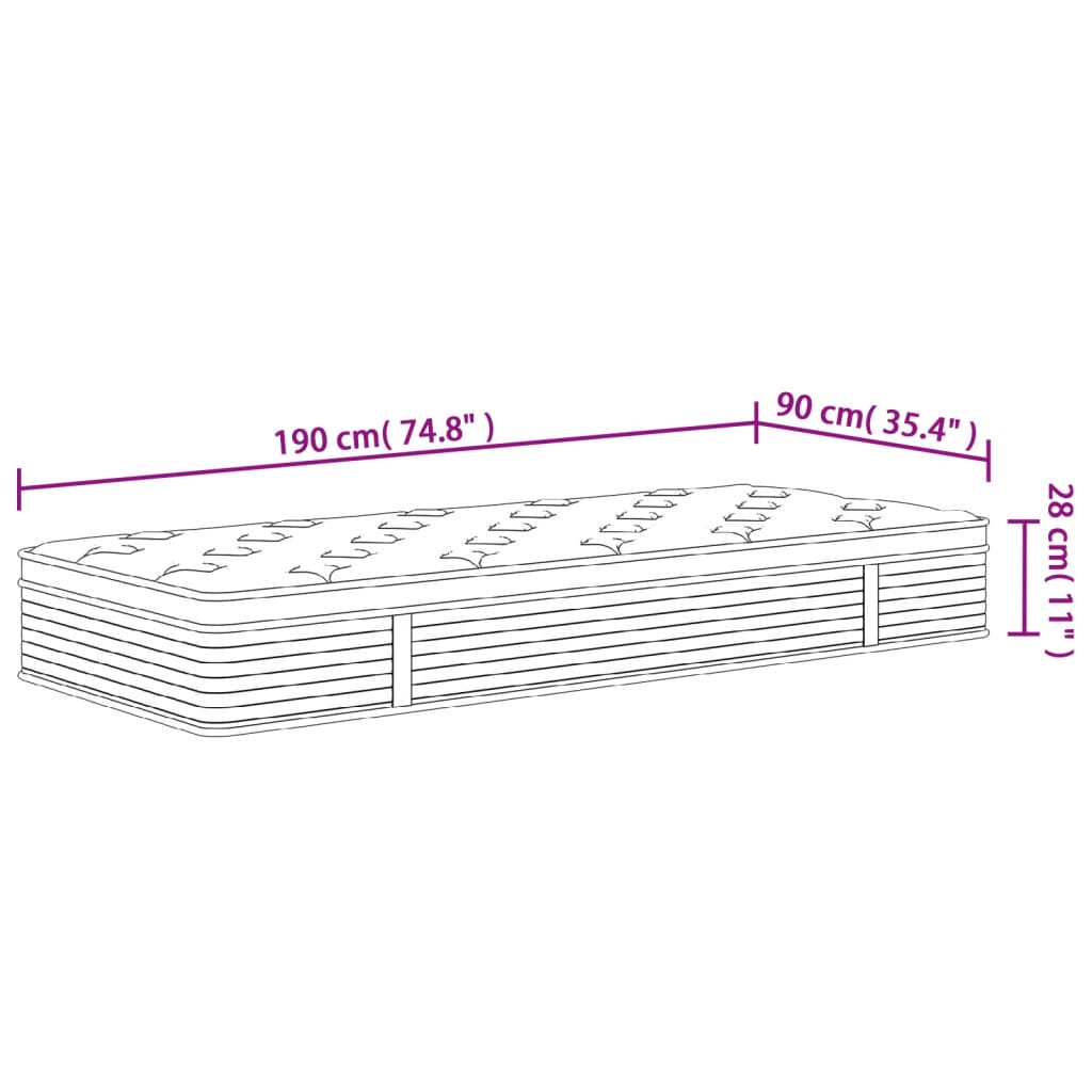 Materasso Molle Insacchettate Medio Plus 90x190cm Single Size - homemem39