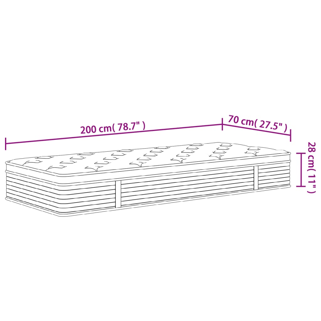 Materasso a Molle Insacchettate Medio Plus 70x200 cm - homemem39